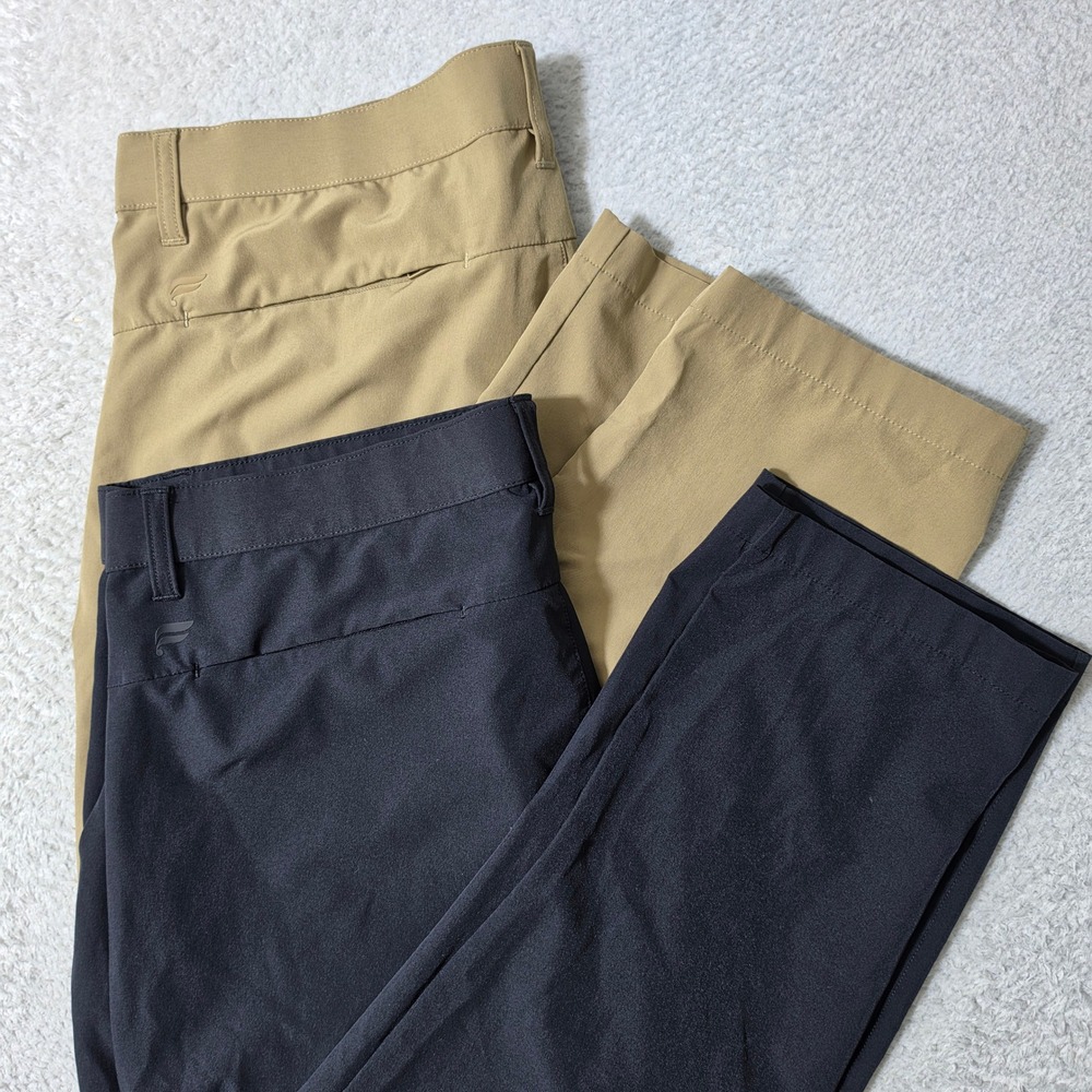 2 Pack! Fabletics Only-Way Pants Men 36/29 Black Beige Khaki Stretch